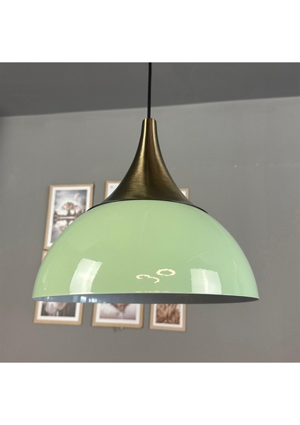 Yimpi Mint Avize Tekli Sarkıt Eskitme Kubbe Başlık Salon Mutfak Kuaför Dekoratif Aydınlatma