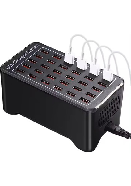 150 Watt USB HUB 30 Portlu Ergonomik Çoklu Şarj İstasyonu - Tablet ve Telefon İçin Hızlı Şarj İstasyonu
