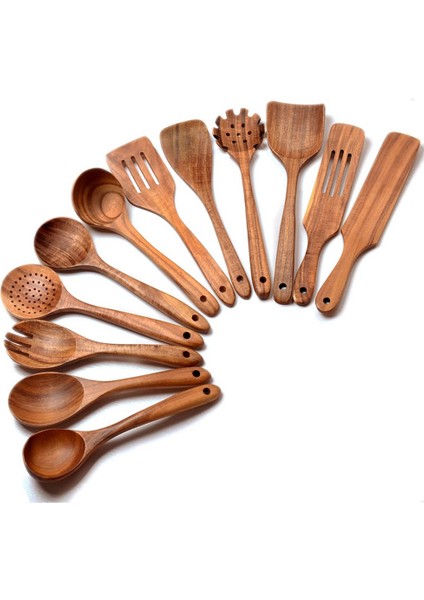 Yemek Pişirmek Için Ahşap Kaşıklar 12 Paket Yemek Pişirmek Için Ahşap Mutfak Eşyaları (Yurt Dışından)