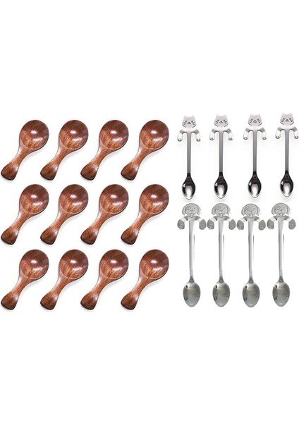 10 Adet Dondurma Tuz Kaşıkları ile 4pcs Kahve Kaşığı Paslanmaz Çelik Köpek Kaşık ve 4pcs Kedi Kaşık Tatlı Kaşık (Yurt Dışından)