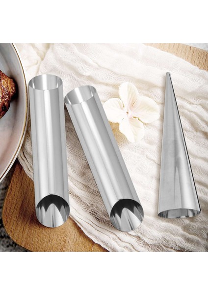 20 Adet Krem Boynuz Kalıplar Paslanmaz Çelik Koni Cannoli Tüpleri Için Borulu Şekilli Kalıp Kruvasan (Krem Koni) (Yurt Dışından) fiyatları