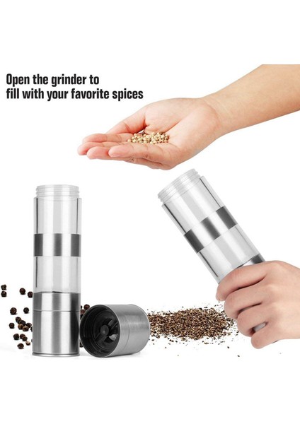 4x 2 Aradan 1 Tuz ve Karabiber Öğütücü Seti Ayarlanabilir Seramik Rotorlu Paslanmaz Çelik Tuz Değirmeni Biber Değirmeni Çalkalayıcı (Yurt Dışından) modelleri