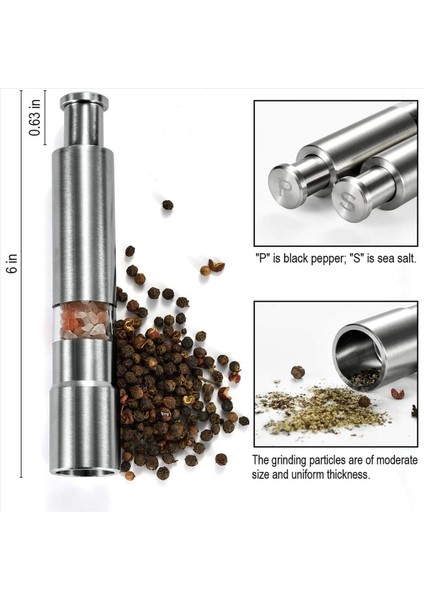 Tuz ve Karabiber Öğütücü Seti 4 Biber Değirmeni Paslanmaz Çelik Tuz Çalkalayıcı Itme Düğmesi Manuel Cam Tuz ve Karabiber Seti (Yurt Dışından) indirimleri
