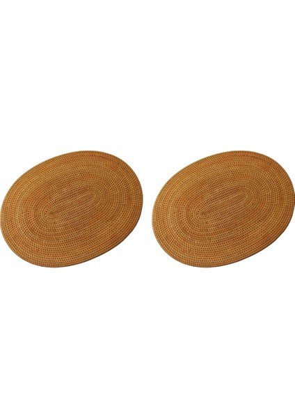 2x Rattan Dokuma Placemats Oval Yuvarlak Masa Paspasları Kaymaya Isıya Dayanıklı Yer Mat Doğal Çok Amaçlı Placemat 30X40CM (Yurt Dışından)
