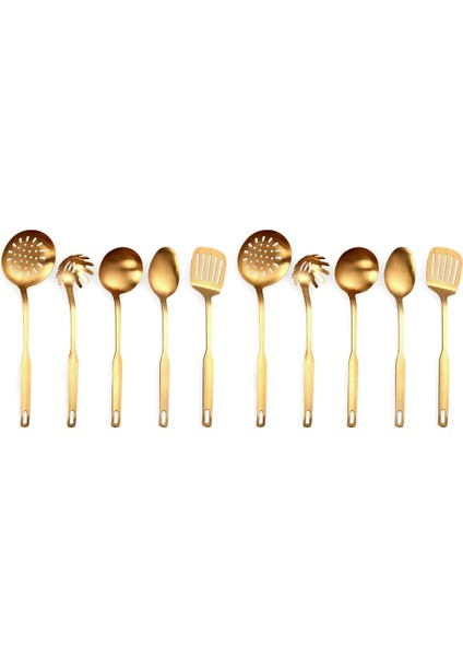 Paslanmaz Çelik Mutfak Eşyaları 10 Parçalı Pişirme Mala Seti Mutfak Alet Seti Altın (Yurt Dışından)