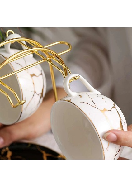 2x Nordic Home Mutfak Masa Masa Kahve Kupa Tutucu 6 Bardak Stand Altın Metal Bardak Tutucuları Raf Drenaj Organizatör Rafı (Yurt Dışından) fırsatları