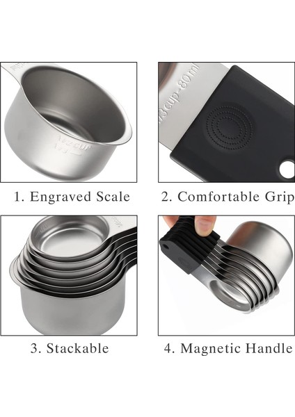 7 Ölçüm Kupası 7 Dahil Olmak Üzere Manyetik Ölçüm Kabı ve Kaşıklar Kuru ve Sıvı Için 1 Düzlemli Ölçüm Kaşıkları (Yurt Dışından) fırsatları