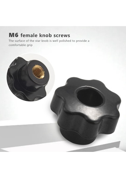 10PCS M6 Dahili Iplik Düğmesi Vida Plastik Yıldız Başlık Kelepçesi Düğmesi Siyah M6 x 25 (Yurt Dışından) indirimleri
