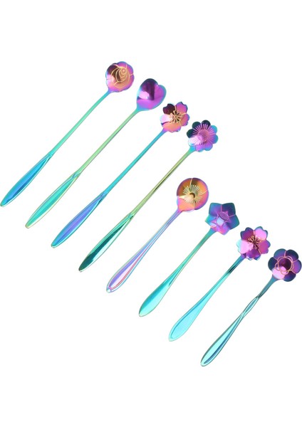 16PCS Çiçek Kaşığı Seti 2 Farklı Boyutlu Renkli Paslanmaz Çelik Çay Kaşığı Gökkuşağı Kahve Karıştırma Kaşığı (Yurt Dışından) fiyatları