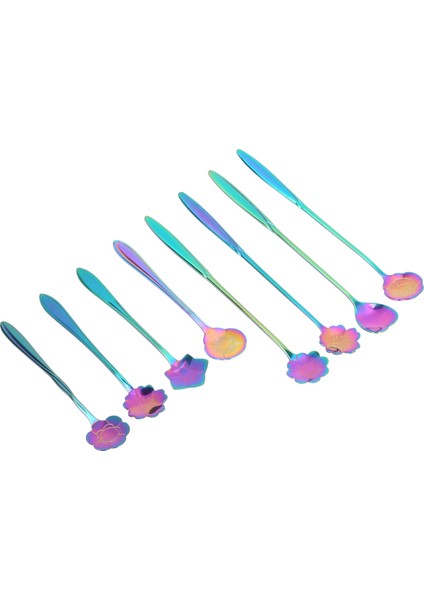 16PCS Çiçek Kaşığı Seti 2 Farklı Boyutlu Renkli Paslanmaz Çelik Çay Kaşığı Gökkuşağı Kahve Karıştırma Kaşığı (Yurt Dışından) indirimleri