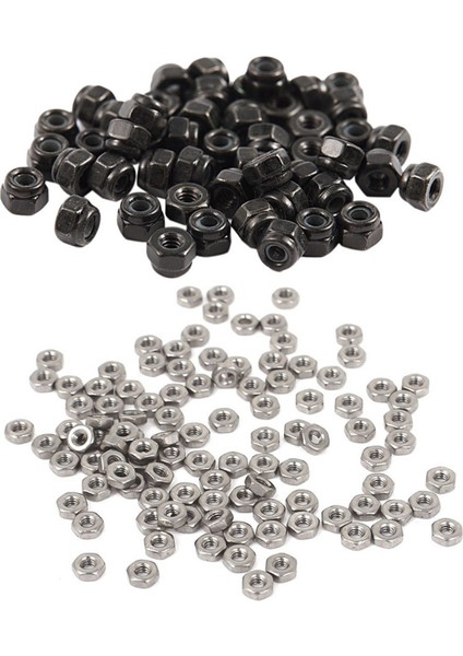 50PCS M2 Çinko Kaplama Nylock Nylock Nylon Insert Hex Kilit Fındık Siyah ve 100 Pcs M2 Hex Fındık 304 Paslanmaz Çelik Bağlantı Elemanı DIN934 (Yurt Dışından)