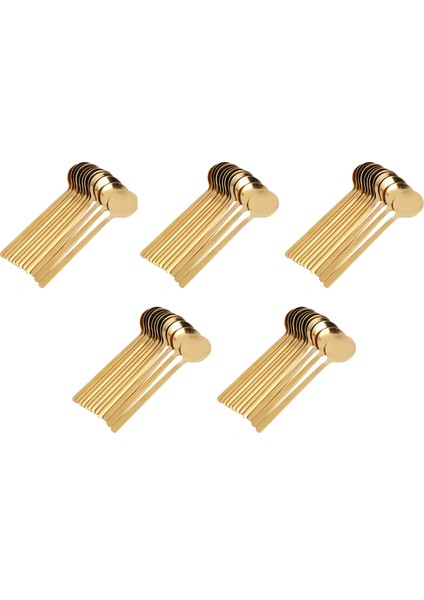 60PCS Yuvarlak Şekli Kahve Kaşık Paslanmaz Çelik Mini Teaspoons Şeker Tatlı Kaşık Dondurma Çorba Kaşığı Aksesuarlar (Altın) (Yurt Dışından)