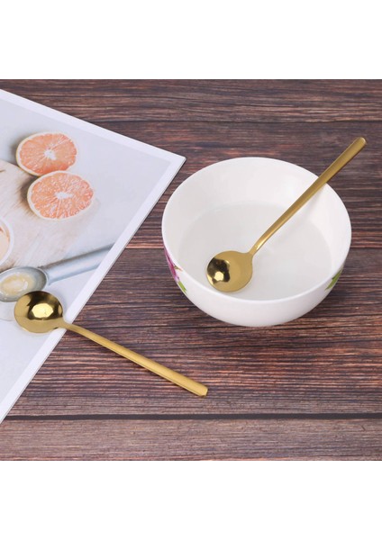 60PCS Yuvarlak Şekli Kahve Kaşık Paslanmaz Çelik Mini Teaspoons Şeker Tatlı Kaşık Dondurma Çorba Kaşığı Aksesuarlar (Altın) (Yurt Dışından) modelleri