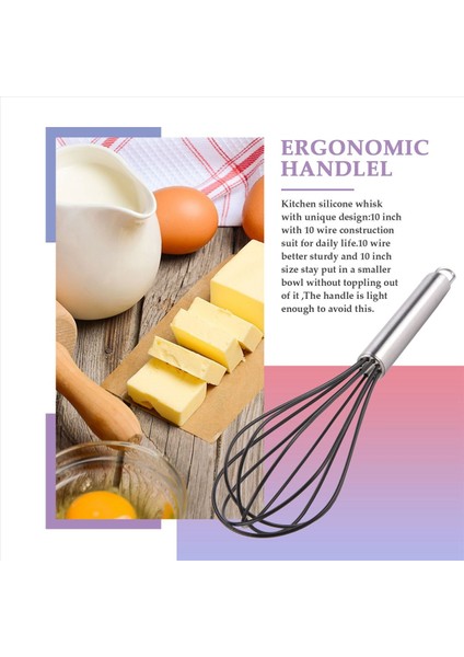 Silikon Mutfak Çırpma 10 Inç Silikon Çırpma Yumurta Çırpıcı Çok Sağlam Mutfak Tel Balonu 600ºF Isıya Dayanıklı (Yurt Dışından) fırsatları