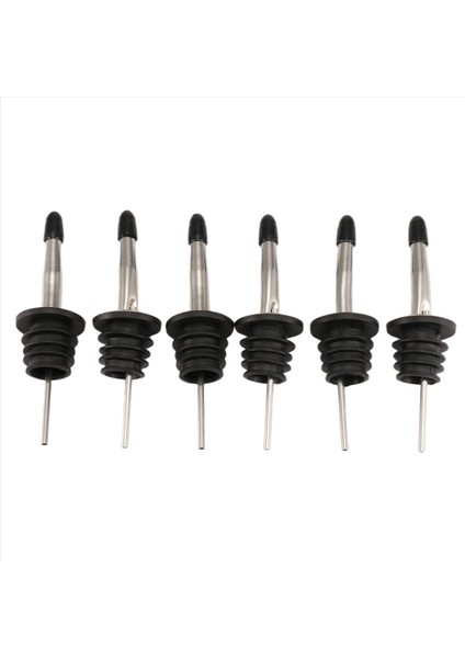 6 Adet Paslanmaz Çelik Dökücüler Hız Dökücü Likör Şişesi Dökücüler ve Sirke Konik Durma Spout Kapalı Toz Kapakları (Yurt Dışından)