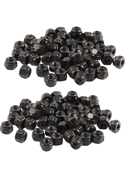 M2 Çinko Kaplama Nylock Naylon Ekle Onaltılık Kilit Somunlar Siyah 100 Pcs (Yurt Dışından)