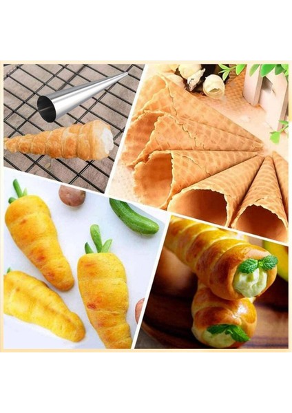 Krem Boynuz Kalıpları 12PCS Büyük Boyutlu Pişirme Konileri Paslanmaz Çelik Rulo Korna Formları Konik Danimarka Hamur Işi Kruvasan Konileri Kalıplar (Yurt Dışından) indirimleri