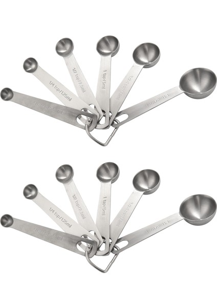 12X Ölçüm Kaşıkları Paslanmaz Çelik Ölçme Kaşık Cups Seti Metrik ve Abd Ölçümleri (Yurt Dışından)