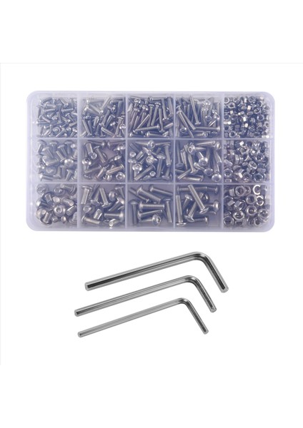 Vida ve Somun Kiti Makine Vidası ve Somun Kiti 500 Pcs M3 M4 M5 Paslanmaz Çelik Düğmesi Başikli Soket Baş Kapak Cıvataları Somun Ürünlü Çiftlik +Anahtarlı Vidalar (Yurt Dışından)