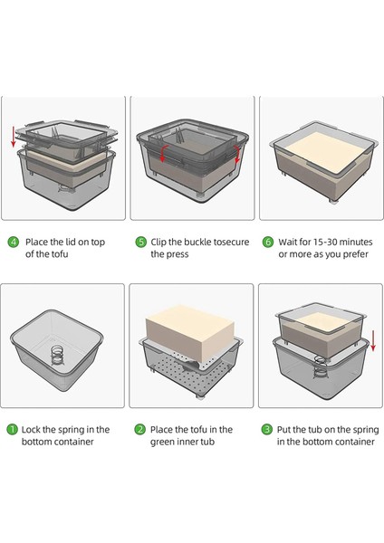 2x Dıy Plastik Tofu Pres Kalıp Ev Yapımı Tofu Kalıp Soya Fasulyesi Curd Tofu Peynir Bezi ile Kalıp Mutfak Yemek Gri (Yurt Dışından) modelleri