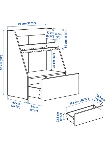 Bergıg Çocuk Kitaplığı Beyaz 80 x 43 x 96 cm fiyatları