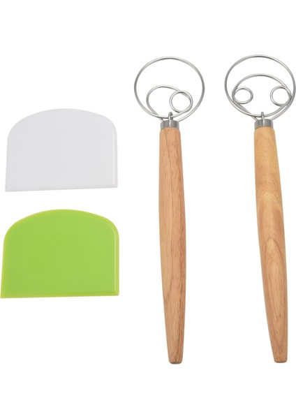 Danimarka Hamuru Çırpma El Mikseri 2pcs Paslanmaz Çelik Hamur Mikseri Pizza Hamuru Için 2 Hamur Kazıyıcı Maya Ekmeği Vb (Yurt Dışından)