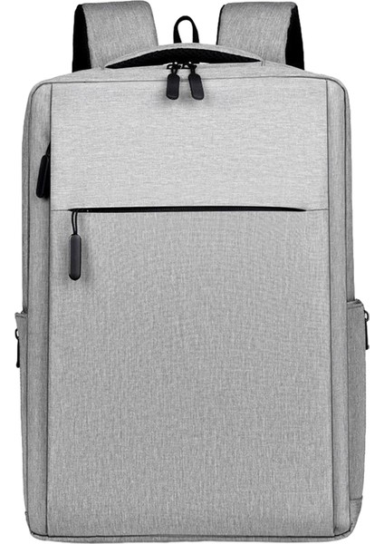 USB Şarj Portlu 17 Inç Dizüstü Bilgisayar Sırt Çantası Oxford Kumaş Not Defteri Sırt Çantası - Gri (Yurt Dışından)