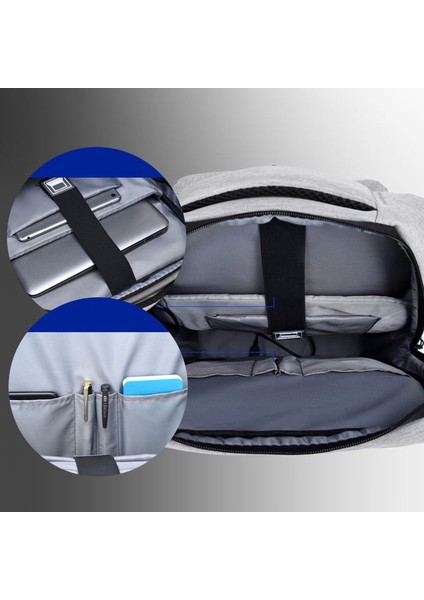 USB Şarj Portlu 17 Inç Dizüstü Bilgisayar Sırt Çantası Oxford Kumaş Not Defteri Sırt Çantası - Gri (Yurt Dışından) fırsatları