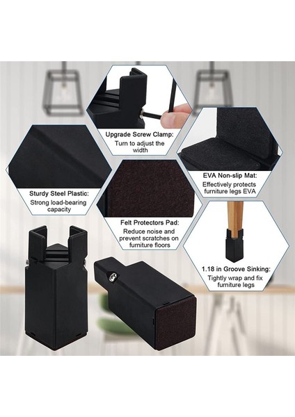 Ayarlanabilir Vida Kelepçesi ile Mobilya Yükselticileri Masa Yükselticileri Sandalye Yükselticileri Yatak Yükselticileri 4 Inç Kare/yuvarlak Sandalye Bacağı (Yurt Dışından) modelleri