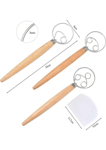 3 Paket Danimarka Hamur Çırpma Ekmek Mikseri Hollanda Çırpma Hamur Sıyırıcı ile Ekmek Hamam Veya Pizza Hamur Mourdough Ekmeği Vb (Yurt Dışından) fiyatları