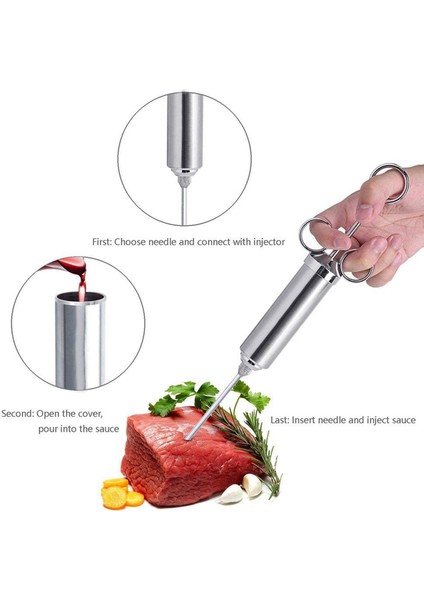 2x Et Enjektör Şırınga 2 Oz Turşusu Aroması Enjektör 304 6 Profesyonel Iğneli Paslanmaz Çelik (Yurt Dışından) modelleri