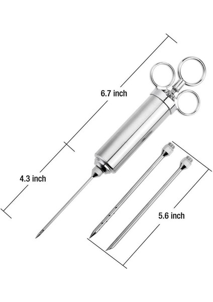 2x Et Enjektör Şırınga 2 Oz Turşusu Aroması Enjektör 304 6 Profesyonel Iğneli Paslanmaz Çelik (Yurt Dışından) indirimleri