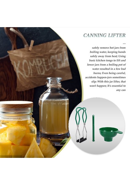 Canning Kit Kavanoz Kaldırıcı Geniş Ağız Konserve Kavanozlar Için Canning Huni Kapağı Değnek Anti-Scald Mutfak Araçları (3pcs Yeşil) (Yurt Dışından) modelleri