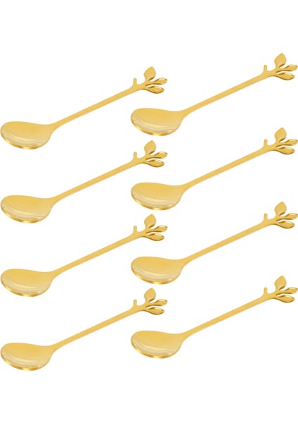 Dondurma Çay Karıştırma Kaşıkları Retro Tatlı Demitasse Espresso Scoons Çatal Teşheri Mutfak Sofra Takımları 1 Set 8 Parça (Yurt Dışından)