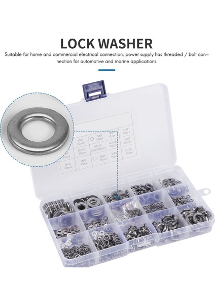 304 Paslanmaz Çelik Düz Yıkayıcı ve Kilit Yıkayıcı Çiftlik Seti (700 Adet 8 Boyut) - M2 M2 5 M3 M4 M5 M6 M8 M10 (Yurt Dışından) fırsatları