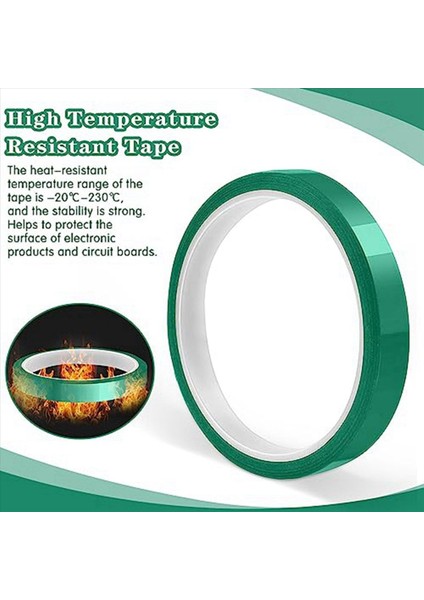 Yüksek Sıcaklık Bant Isıya Dayanıklı Bant Islık Transfer Bandı Süblimasyon Için Kalıntı Yok 10MM x 33M 108FT (Yeşil-15 Rulo) (Yurt Dışından) indirimleri