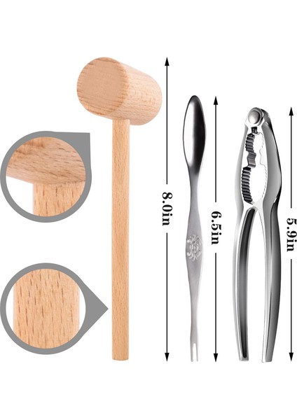 6pcs Deniz Ürünleri Aletleri 2 Çatallar Dahil 2 Istakoz Krakerleri Somun Krakeri Yengeç Krakerleri ve 2 Istakoz Yengeç Malletleri (Yurt Dışından) fiyatları