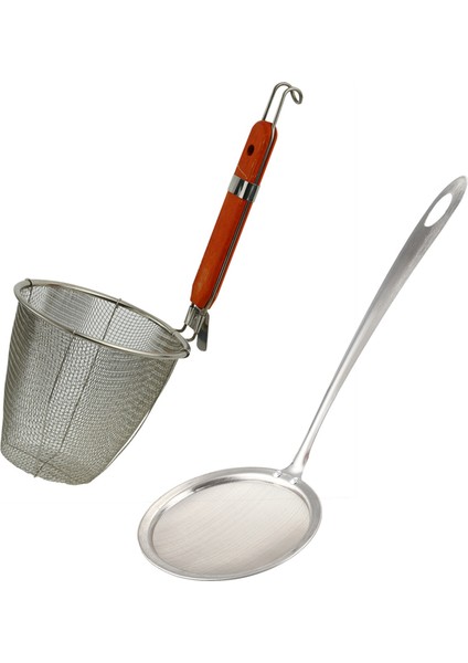Ahşap Sap Mutfak Eşyası Köfte Erişte Örtü Süzgeç Mutfak Örgü Asma Yağ Filtresi Net Süzgeç Kepçesi (Yurt Dışından)