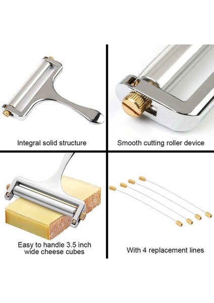 2x Peynir Dilimleyici Yumuşak ve Yarı Sert Peynirler Için Telli Ayarlanabilir Kalınlıkta Ağır Peynir Dilimleyicileri -4 Kesim Tel (Yurt Dışından) indirimleri