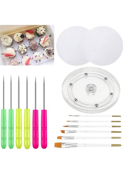 Çerez Dekorasyon Kiti Yuvarlak Çerez Çarp Bağlantı Dekorasyonu Çerez Fondan Fırça Buzlanma Aracı Çerez Döner Dekorasyon (Yurt Dışından) fırsatları