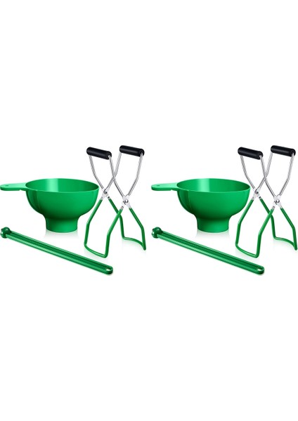 2x Canning Kit Kavanoz Kaldırıcı Geniş Ağız Konserleme Kavanozları Için Canning Huni Kapağı Ama Değnek Anti-Scald Mutfak Aletleri (3pcs Yeşil) (Yurt Dışından)