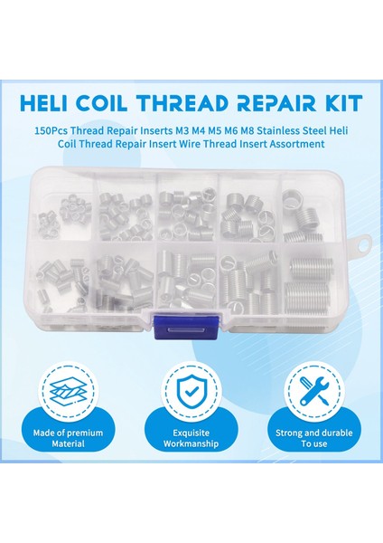 150PCS Iplik Onarım Ekleri M3 M4 M5 M6 M8 Paslanmaz Çelik Helikopar (Yurt Dışından) fırsatları