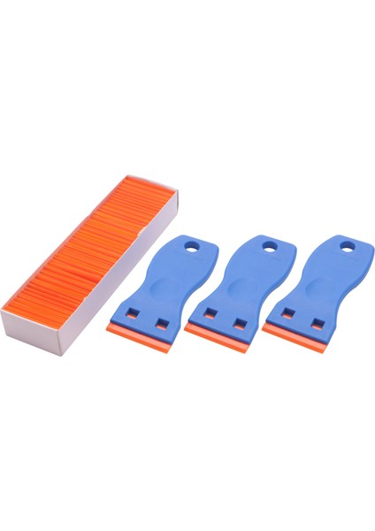 3pcs Plastik Tıraş Bıçağı Sıyrıcılar ve 100 Adet 1 5 Inç Çift Kenar Plastik Jilet Bıçakları Otomatik Pencere Tonu Vinil Alet Için (Yurt Dışından)