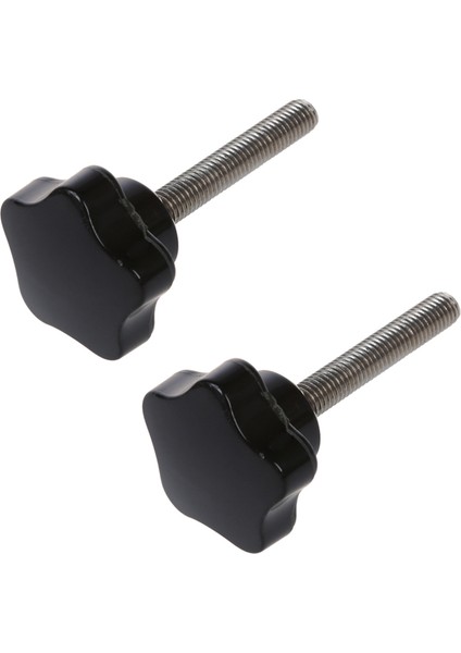 2pcs M8 x 50MM Iplik Yedek Yıldız El Düğmesi Sıkma Vidası Siyah Gümüş Ton (Yurt Dışından)