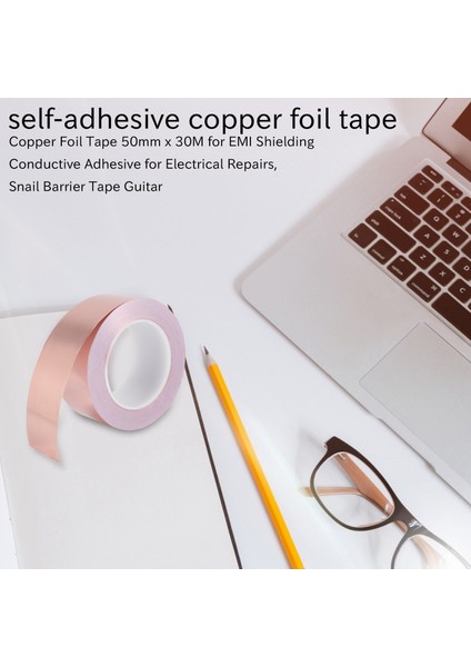 Bakır Folyo Bandı 50MM x 30M Emı Koruması Için Elektrikli Onarımlar Için Iletken Yapıştırıcı Salyangoz Bariyer Bant Gitar (Yurt Dışından) fiyatları