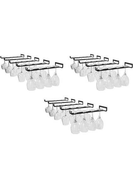 15 Pcs Stemware Şarap Camı Depolama Rafı Duvara Monte Mutfak Depolama Rafı Siyah 11 Inç / 30 cm (Yurt Dışından)