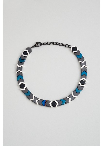 Renkli Hematit Taşlı 21 cm Çelik Erkek Bileklik