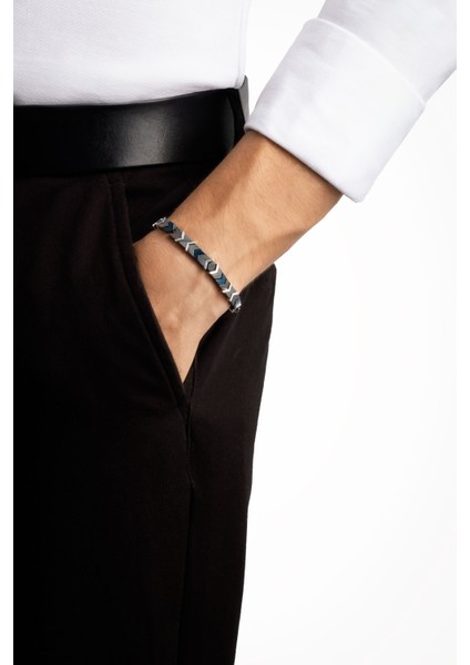 Renkli Hematit Taşlı 21 cm Çelik Erkek Bileklik modelleri