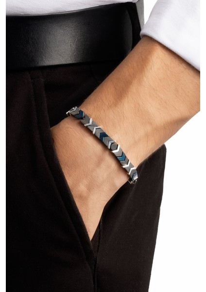 Renkli Hematit Taşlı 21 cm Çelik Erkek Bileklik fırsatları