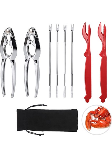 Yengeç Krakerleri ve Aletleri Istakoz - 2 Yengeç Bacak Krakeri ve 4 Yengeç Ayağı Çatalları Sağlam ve Dayanıklı ve Pustrof&#39 A ve Yeniden Kullanılabilir (Yurt Dışından)